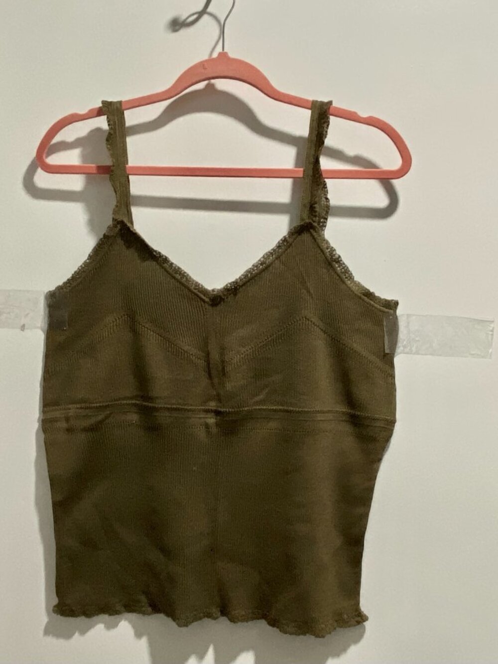 Peruvian Con. Pima Cotton Lace Basic Minimalist Sweater Layer Camisole Top XL